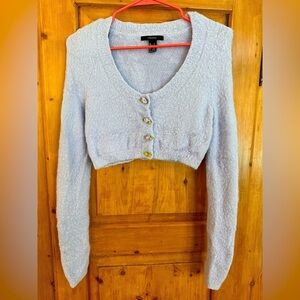 Forever 21 Lilac Angora Snap Coquette Feminine Cropped Cardigan Size Small
